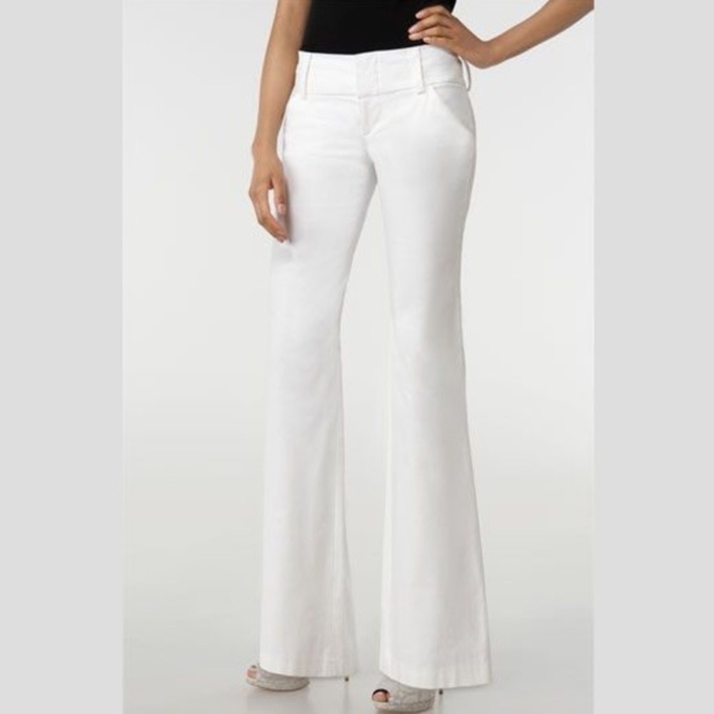 Alice + Olivia White Wide Waistband Pants